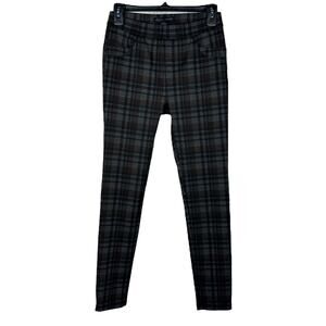 Sanctuary x Anthropologie Small Skinny Pants Plaid Pull-On Stretch Mid-Rise Gray